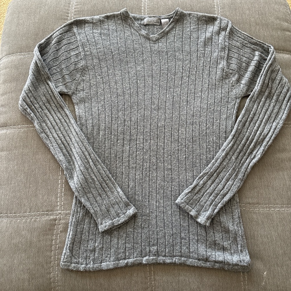 Crazy Horse Lightweight Sweater Men’s Silk Alpaca Cashmere Blend Gray Ribbed . M